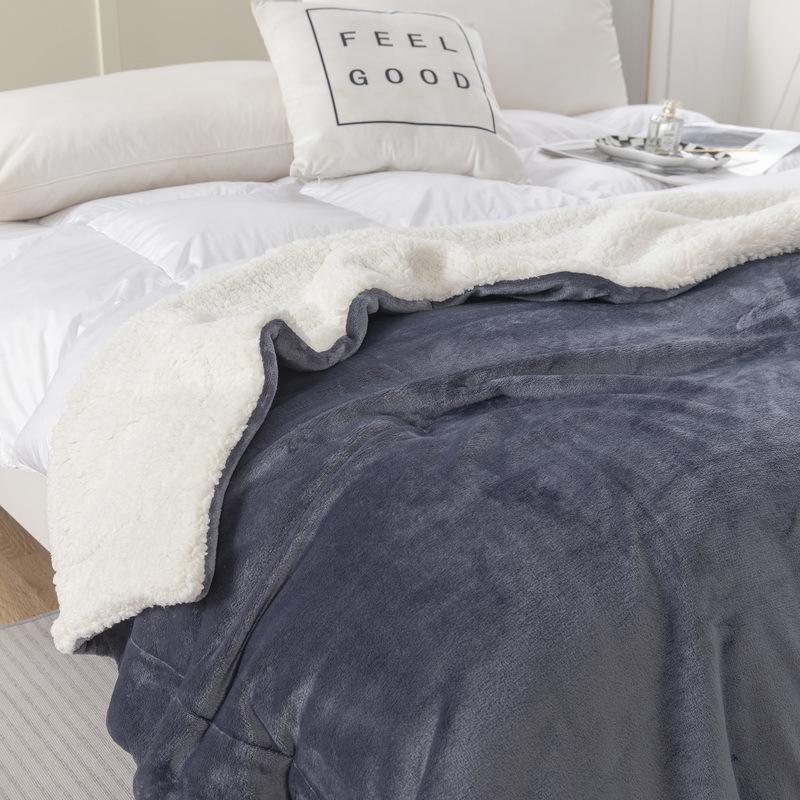 New Double-Layer Thick Lambskin Leisure Blanket for Sofa or Office Nap