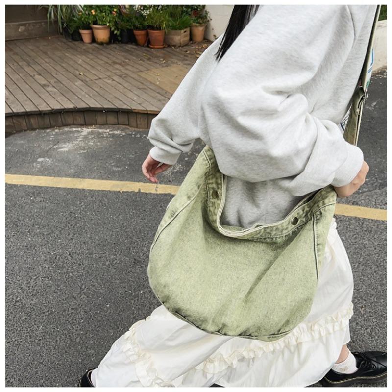 Cowboy Canvas Bag Simple Vintage Washed Half Round Crossbody Bag