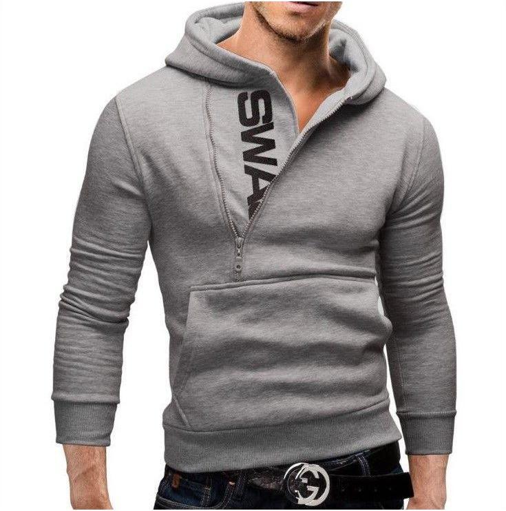 Felpa Casual con Cappuccio, Zip Laterale e Design Color Block da Uomo