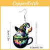 Halloween Themed Tea Cup Wizard Pattern Women Acrylic Earrings Festival For