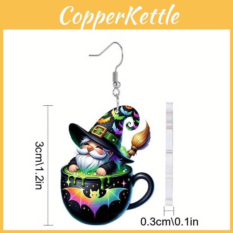 Halloween Themed Tea Cup Wizard Pattern Women Acrylic Earrings Festival For