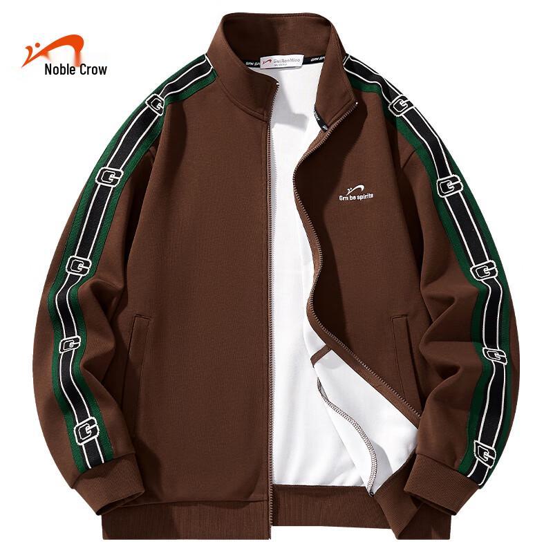 Guirenniao Unisex Casual Stand Collar Zip-Up Sweatshirt