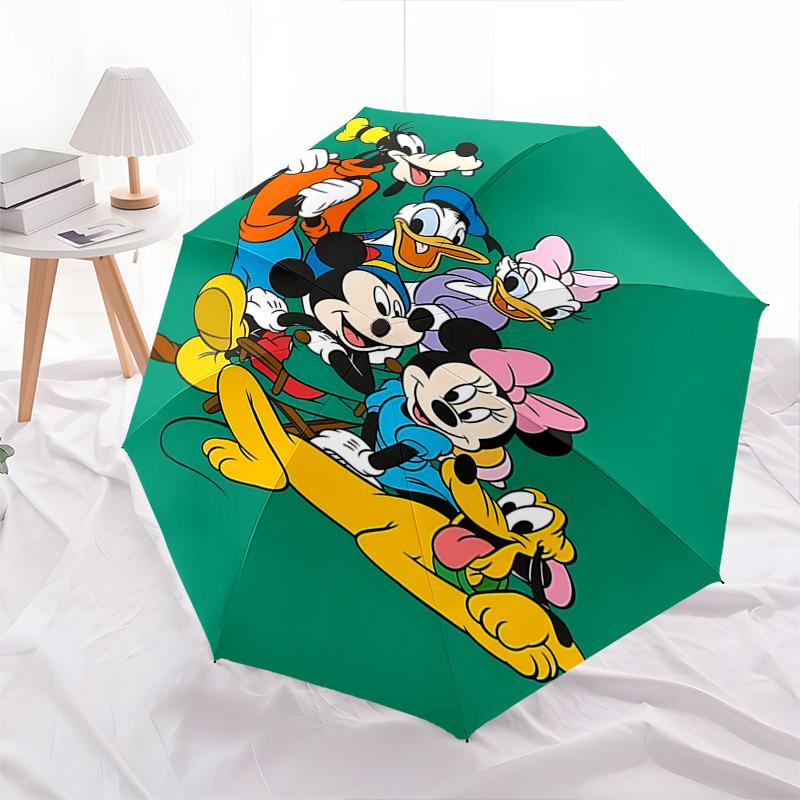 Mickey Mouse Themed Automatic Opening and Closing Umbrella, Brightly Colored 8-rib Portable Umbrella, Suitable for Men and Women, A Perfect Gift for C