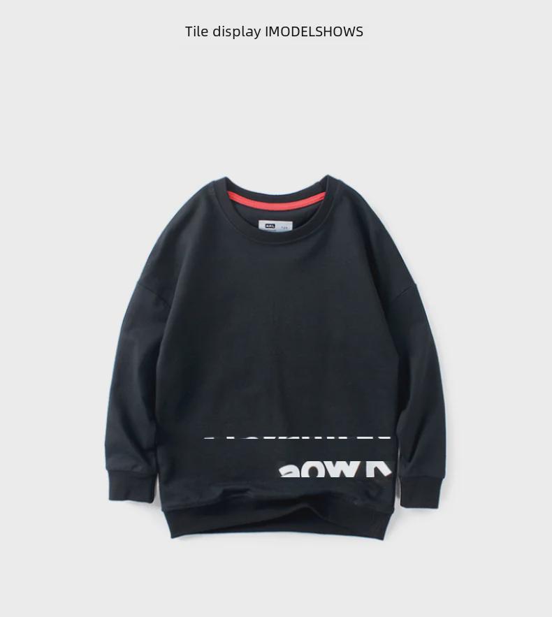 European Kids' Spring Korean-Style Sweater - Long Sleeve English Print Top for Boys