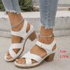 Fashion Summer Casual Open-toe Thick-heeled Platform Sandals British Style Flower Printed Rome Shoes Comfy High Heels Sandal of Women