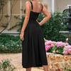 New temperament square neck suspender dress, European and American sexy backless dress, waist and thin holiday style dress