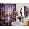 Vintage Paris Shower Curtain Eiffel Tower French Cityscape Shower Curta for Bathroom Decor Set, Waterproof Fabric with Hooks (70''W x 72''L)