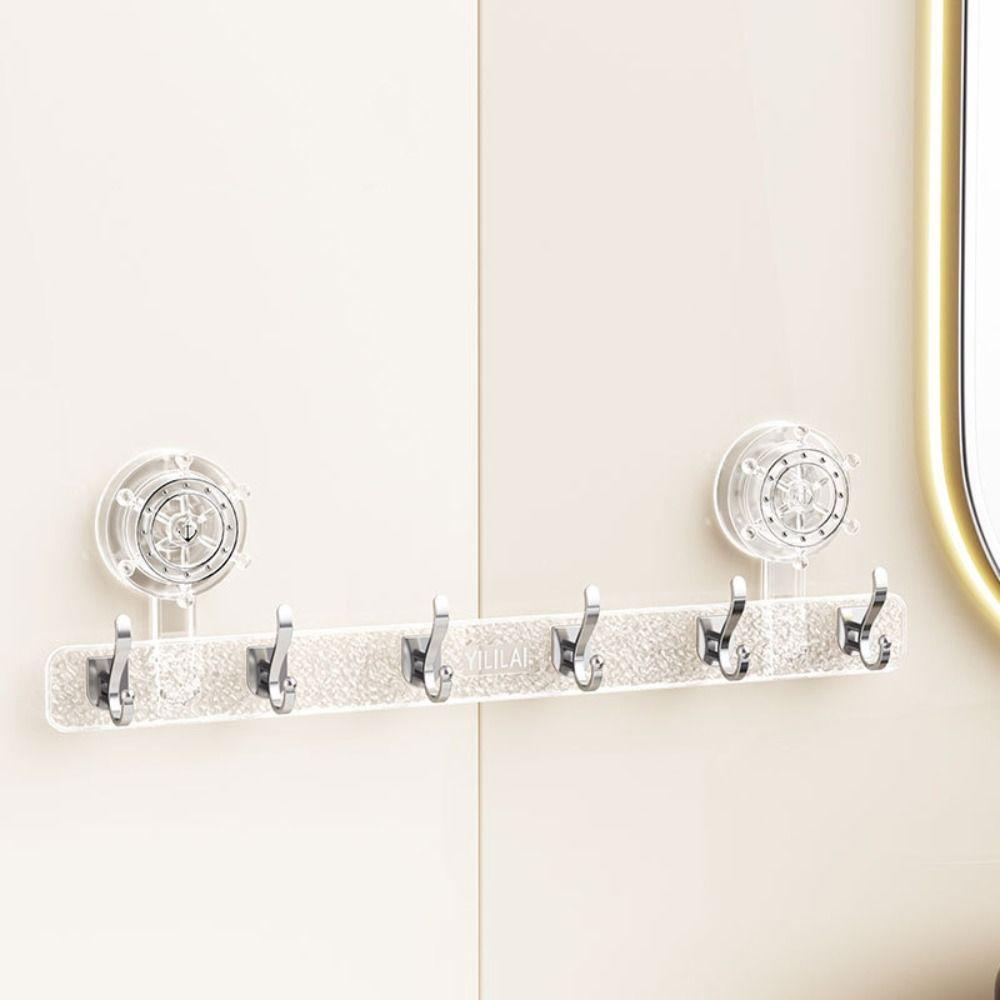6 Hooks Rotating Suction Cup Rudder Hook Punch-Free Utensils Storage Row Hook  Kitchens