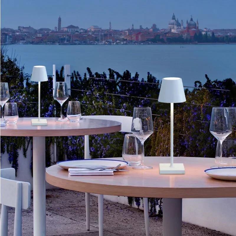 Rechargeable Table Lamp Modern LED USB Touch Switch Night Light Dimmable Hotel Cordless Desk Lamps for Living Room Restaurant