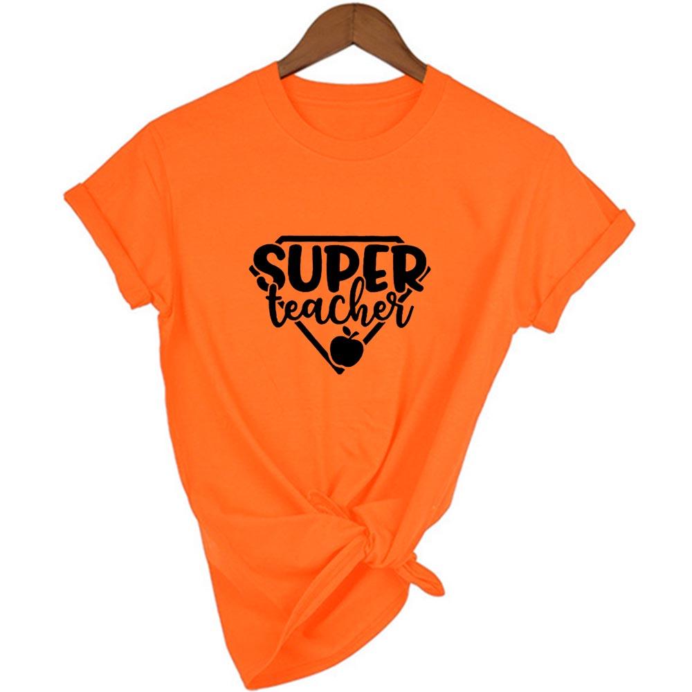 Super Teacher Letter Print Graphic Summer Tees Women Short Sleeve O Neck T Shirt Vintage Harajuku