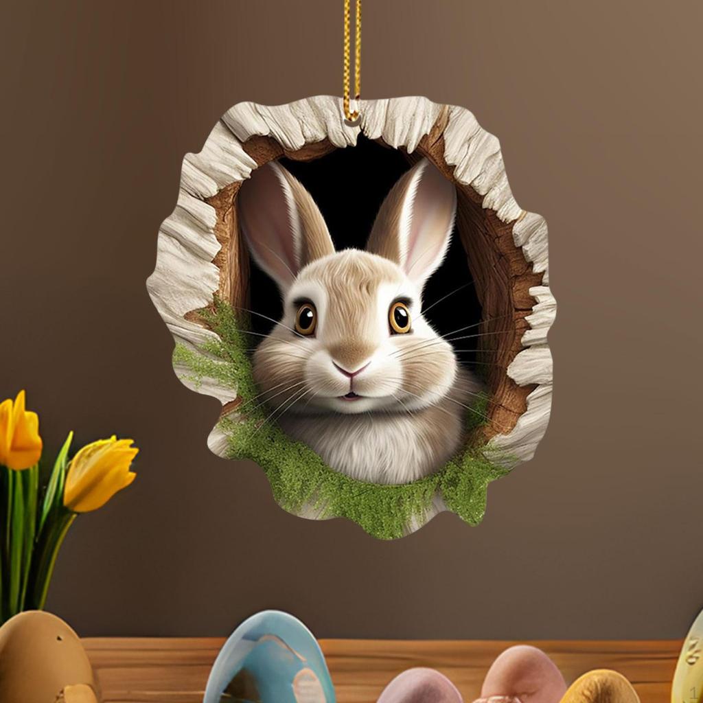 Easter Bunny Pendant Day Hanging Sign Acrylic DIY ,Easter Wreath Decoration for Party