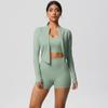 High Waisted Brushed Tight Pocket Yoga Suit, Cloud Sensing Quick Drying Exercise Three Piece Set, Outdoor Leisure Running Fitness Set, Women'S
