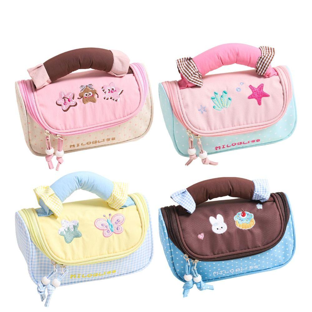 Candy Color Colorblock Cosmetic Bag Large Capacity Pencil Pouch Cute Pencil Case  Student