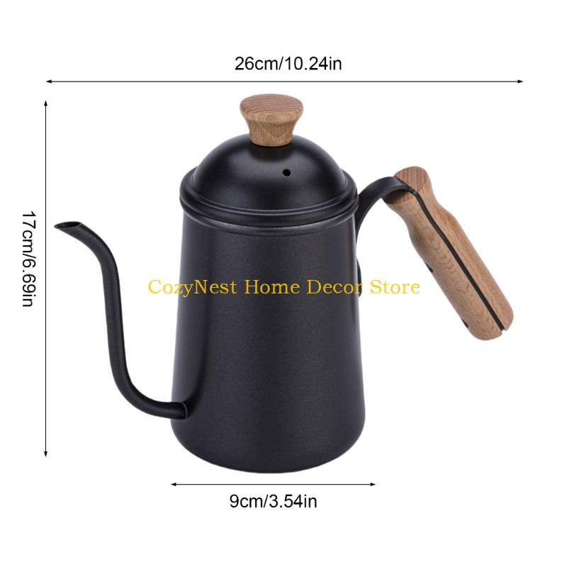 92MF Coffee Hand Brewing Pot 650ml Long Gooseneck Coffee Pot Stainless Steels Pours Over Kettle Camping Portable Pot