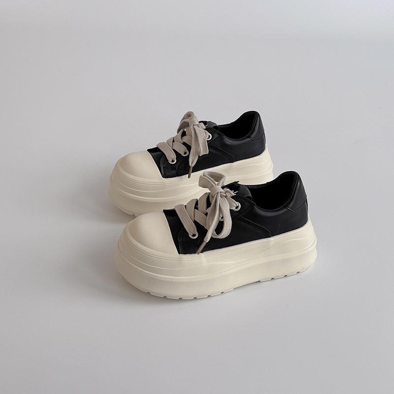 Simple lace-up casual board shoes women's 2025 new autumn fashion thick-soled heightening flat-soled sports shoes white shoes tide