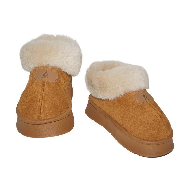 Autumn and winter velvet warm home cotton shoes thick-soled non-slip wool mouth wear cotton slippers