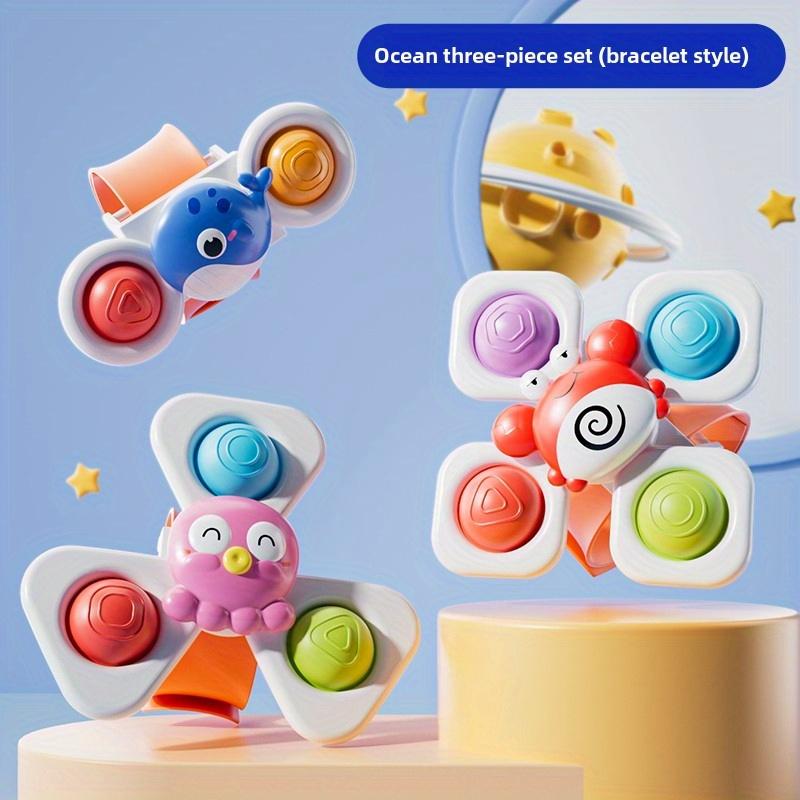 3pcs Colorful Cartoon Animal Suction Cup Spinning Tops  Fun Educational Toy for Kids, Perfect for Bath Time,Dining Table Bathroom Play,Great Halloween