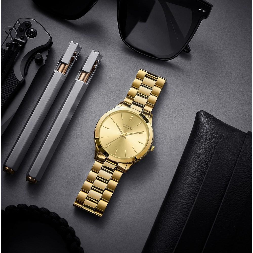 BUREI Men's Analog Quartz Watch Large Dial Waterproof Stainless Steel Band Stylish Business Casual Father's Day Gift