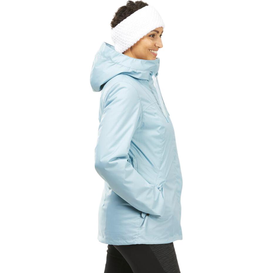 DECATHLON SH500 Solid Color Outdoor Leisure Sports Zipper - 10 Degree Warm Waterproof Hooded Jacket Jacket Women's Light Blue Grey