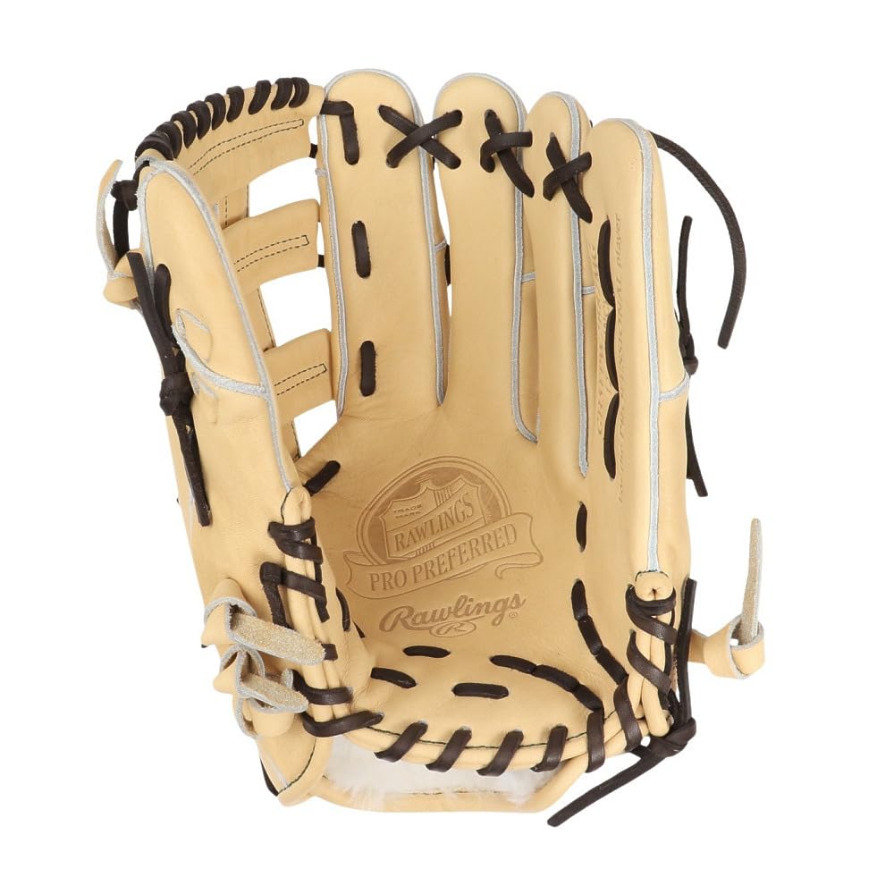 Rawlings Luva PRO PREFERRED Wizard Baseball Throw #02, Bola Dura, GH5FPW2B87MG, Luva de Campista Externo, Camelo, 12,25 polegadas, Destra