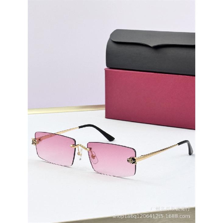 

Luxury Designer Sunglasses Cheetah Retro Frameless UV400Eyeglasses and sunglasses, European and American trendy styles0598S Gradually varied pink(Mat