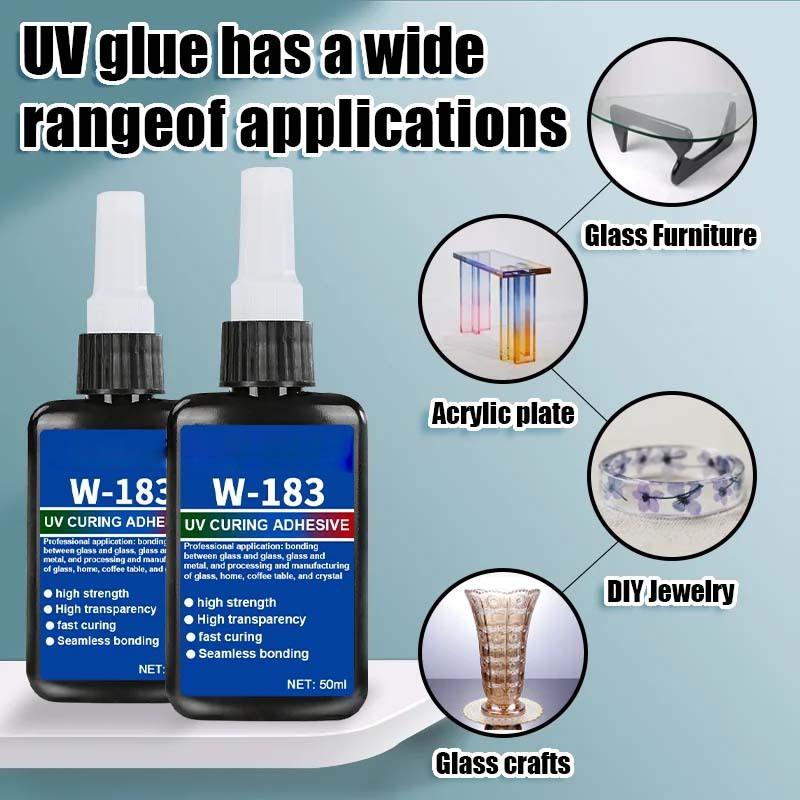 1 ks Krystalové sklo a kov Abs Lepení Vytvrzování UV zářením Nové W-183 Silné 50ml UV Lepidlo Vytvrzující Lepidlo Svařování s UV vytvrzovací lampou