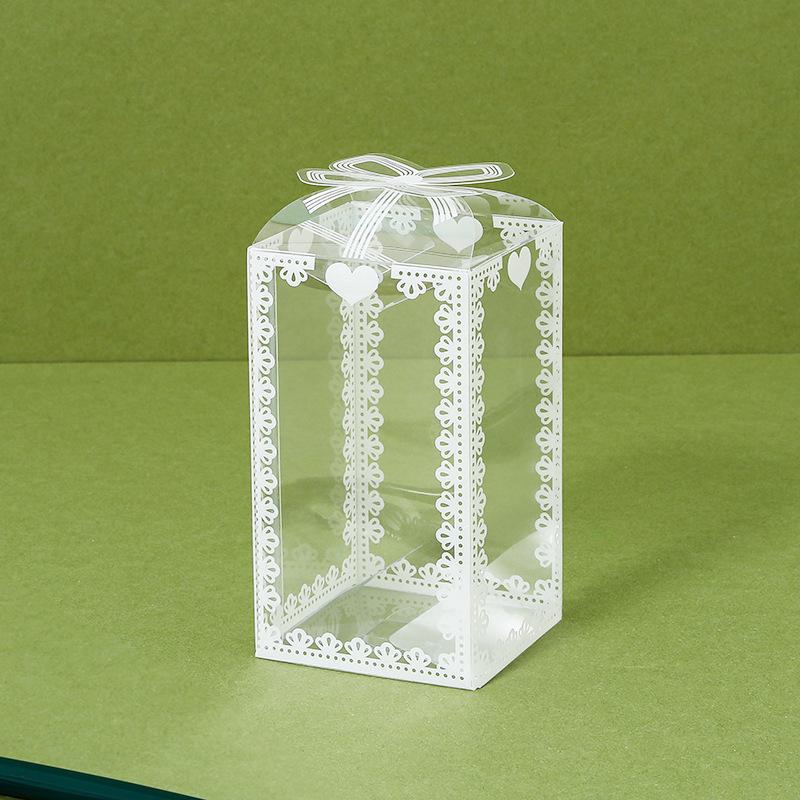 5/20 Stück transparente Spitzen-Herz-Geschenktüten Schachteln PVC-Leckerli-Boxen mit Band für Hochzeitsgeschenke Kekse Desserts und Party-Auslage