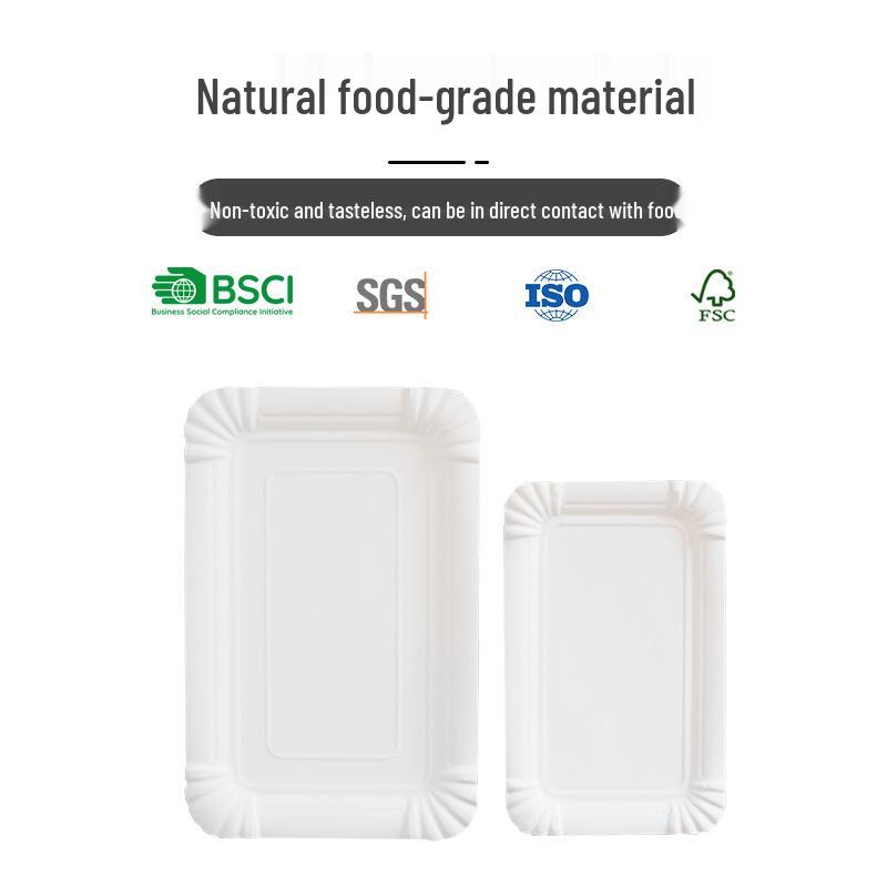 Biodegradable White Rectangular Disposable Paper Dinner Plates for Picnic and Household Use