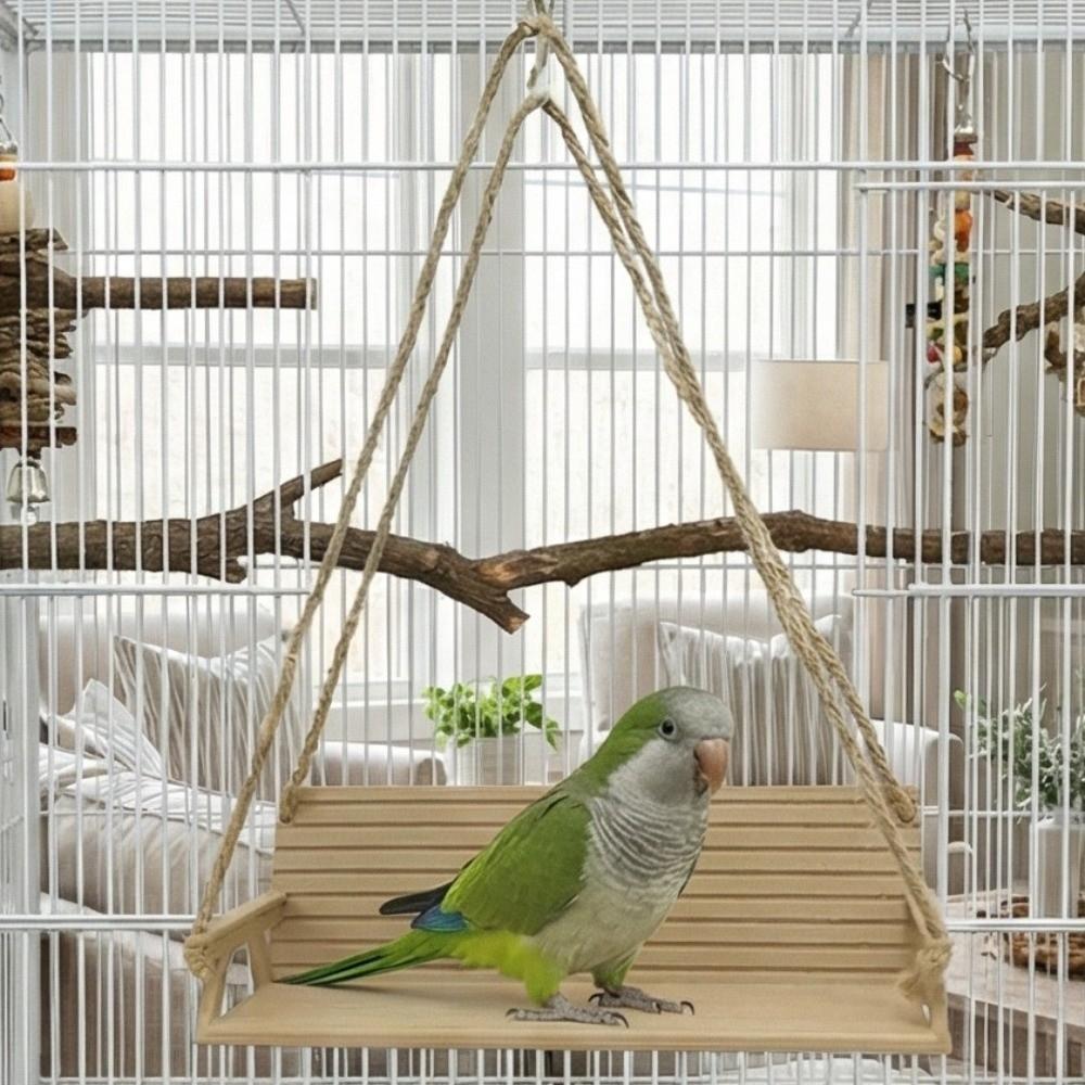 Funny Bench-Style Bird Swing with Chain Birdcage Decoration Parrot Hanging Bed Creative Interactive Bird Toy Bird Play