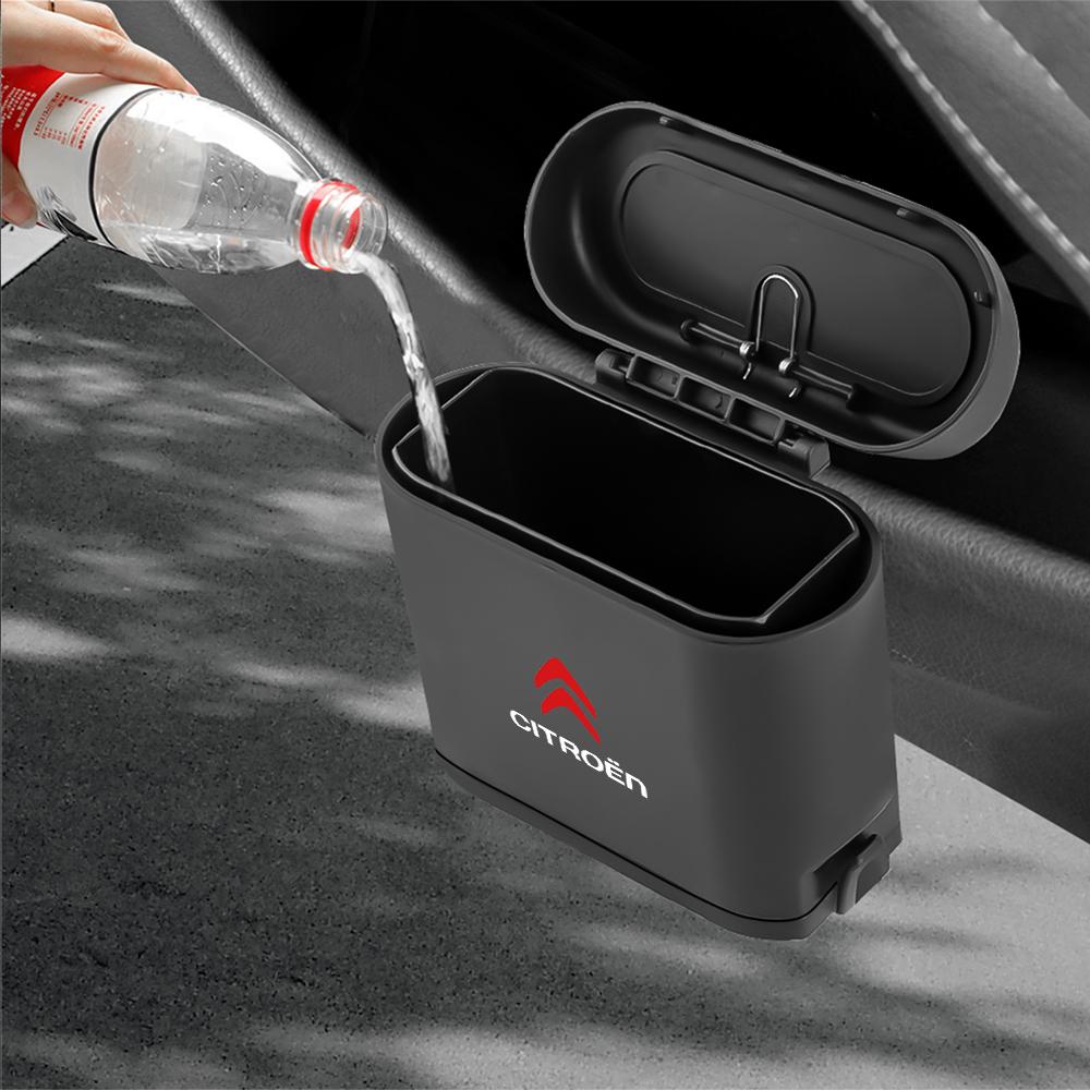 Car Trash Bin Hanging Vehicle Garbage Dust Case Storage Box Pressing Type Trash Can Car Accessorie For Citroen C3 C4 C5 Aircross