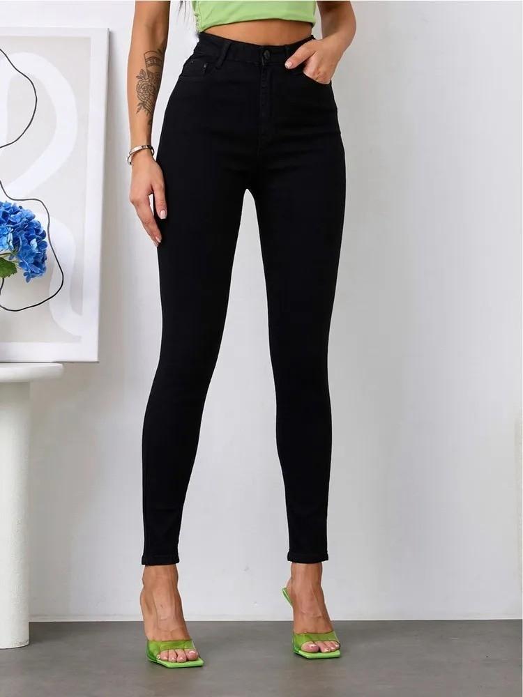 

Women s Elastic Mid-waist Slim-fit Denim Skinny 90% Trousers M синий