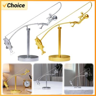 Kinetická rybářská socha Umění rovnováhy pro váš prostor Umělecká socha rovnováhy Rybář Balancující figurka Ornament Domácí dekorace