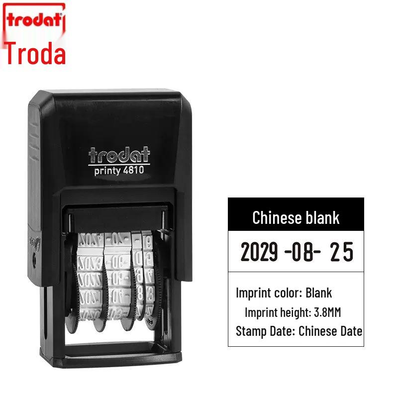 Trodat 4810 Self-Inking Date Stamp, 3.8x20mm, Adjustable, Chinese & English Dates