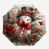 1pc Christmas Snowman Automatic Practical Umbrella Design, Cute Cartoon Pattern, Portable Outdoor Umbrella, Perfect A022