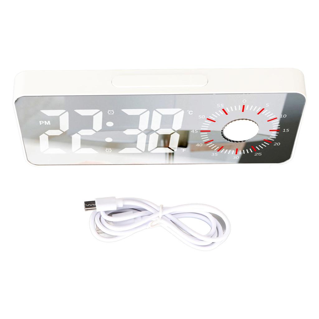 Digital Alarm Clock Dual Display 2 Adjustable Brightness Green Number 12H 24H LED Electronic Clock w