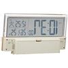 Seiko Clock tabletop alarm radio-controlled digital calendar temperature humidity display see-through LCD light brown wood grain pattern body size