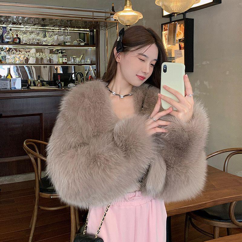 FASHION2024 winter new imitation fox hair young hair coat fur short women's top thickened winter Clothes