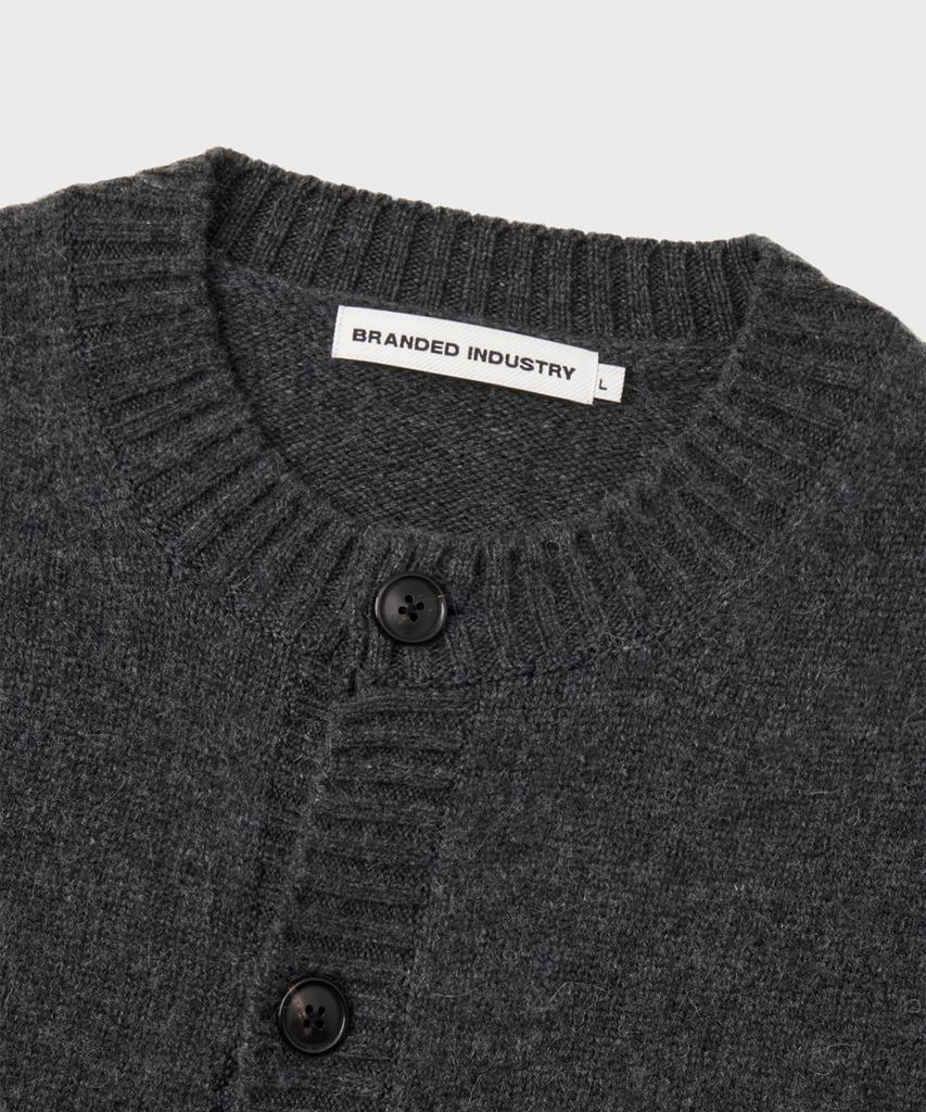 Branded Brushed Alpaca Cardigan [Charcoal]