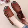 Retro Flats Spring Leather Shoes Women's Loafers Floral Mom Vintage Moccasins Ladies Flat Shoes Female Walking Footwear