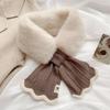 Winter Plush Scarf Woman Thick Fish Tail Wool Knit Cross Fur Collar Outdoor Cycling Neck Protect Cervical Spine Warm Scarve