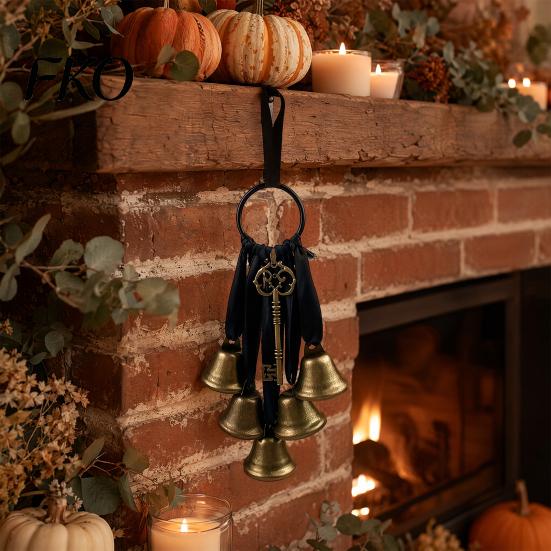 Lightweight Door Handle Chime Witch Bells for Knob Protection, Handmade Hanging Protective Home Blessing Gift Hanger, Vintage Decorative Bell