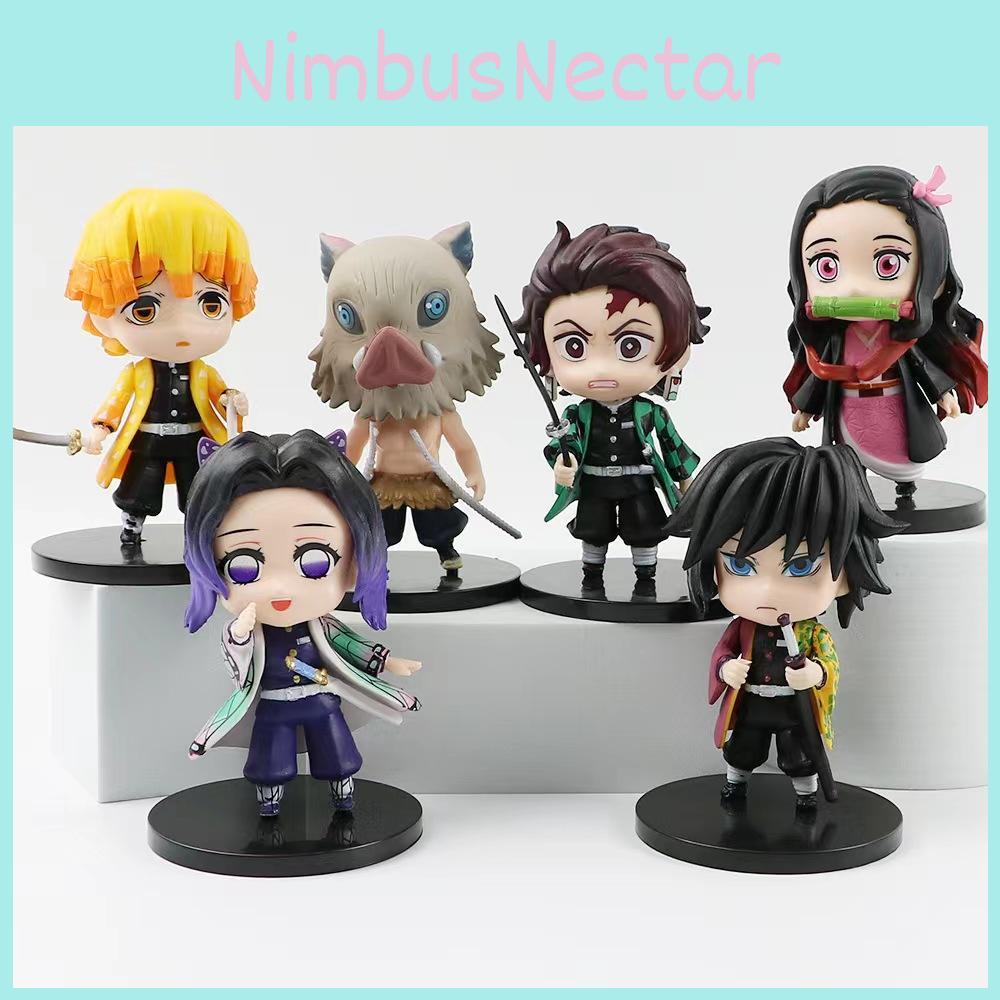 Adorable Demon Slayer Tanjiro Nezuko Pvc Figures 6-pack 8.5cm Anime Merchandise