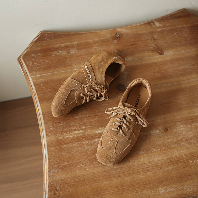 Krazing Pot Nubuck Round Toe Increased Lace Up Spring Autumn Shoes Big Size 41 Lace Up Women Leisure Shoes