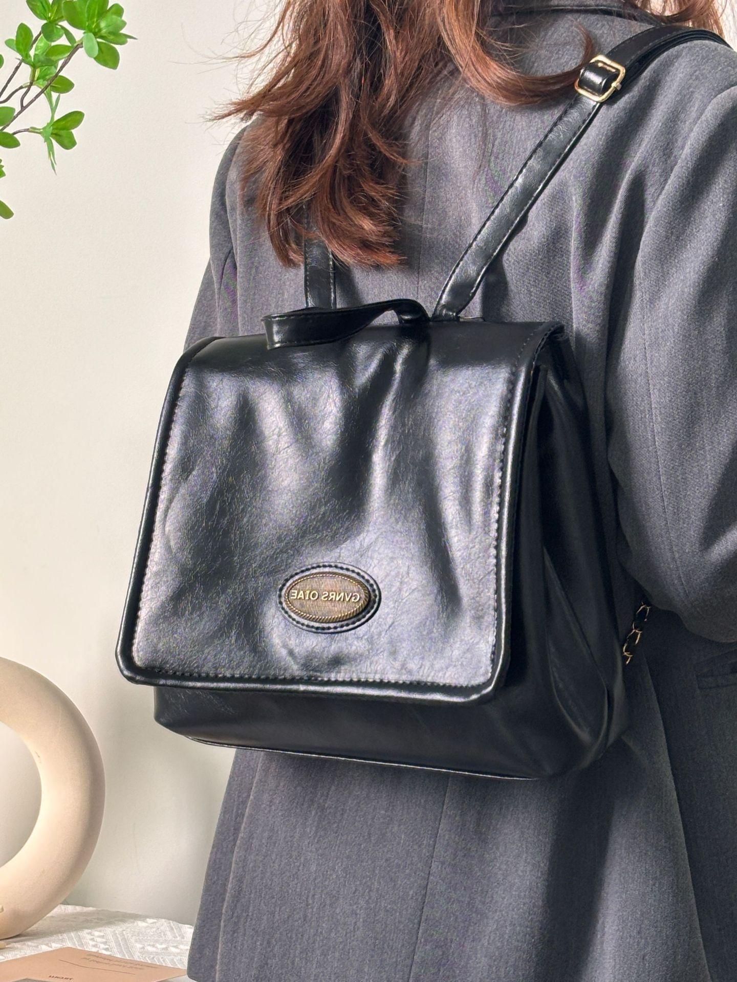 

Maillard retro preppy style backpack women s bag 2025 new trendy Korean briefcase large capacity bag чёрный