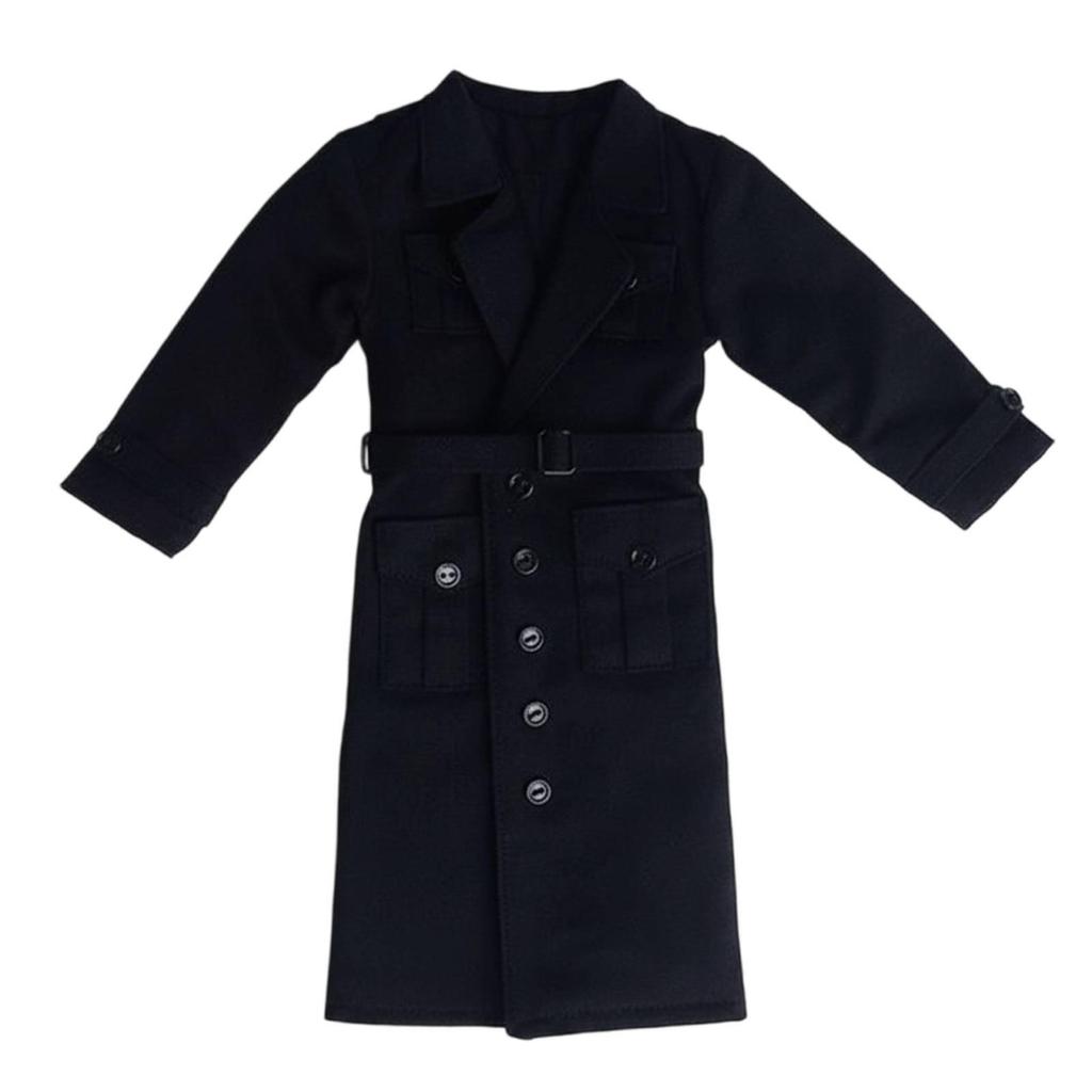 1/6 Scale Trench Coat Waist Belt Black Figure Outerwear