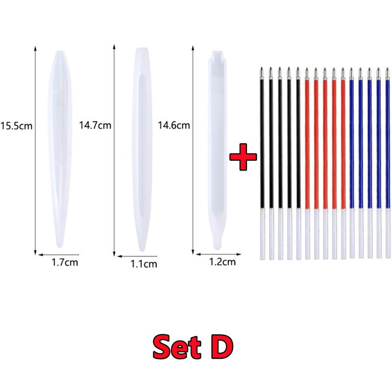 New Transparent Pen Silicone Mold Set DIY Ballpoint Pen Molds Epoxy Resin Mold for Jewelry Casting Transparent Pen Holder Making