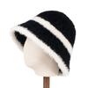 Hat women's autumn and winter new lamb plush bucket hat color matching versatile bucket hat warm and cold knitted basin hat tide