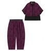 Light luxury, wide and too temperament set, women's  clothing color matching short-sleeved top, radish wide-leg pants two-piece set