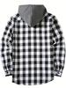 Camicia con Cappuccio a Quadri Rossi e Neri Trendy da Uomo - Capo Esterno Casual a Vestibilità Larga per Primavera & Autunno 2026