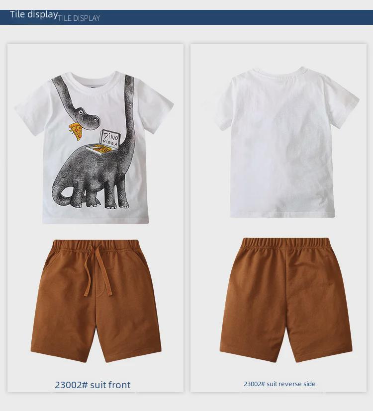 Sommer-T-Shirt- und Shorts-Set mit Dinosaurier-Print für Jungen und Babys – Trendige zweiteilige Kinderbekleidung mit kurzen Ärmeln.